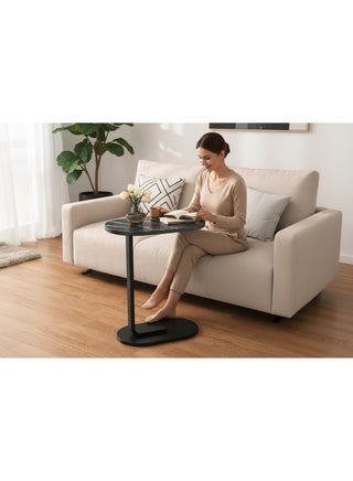 USHOP space-saving C-shaped side table is ideal for sofas, bedrooms, and indoor and outdoor spaces; a wooden coffee table for sofas and beds.