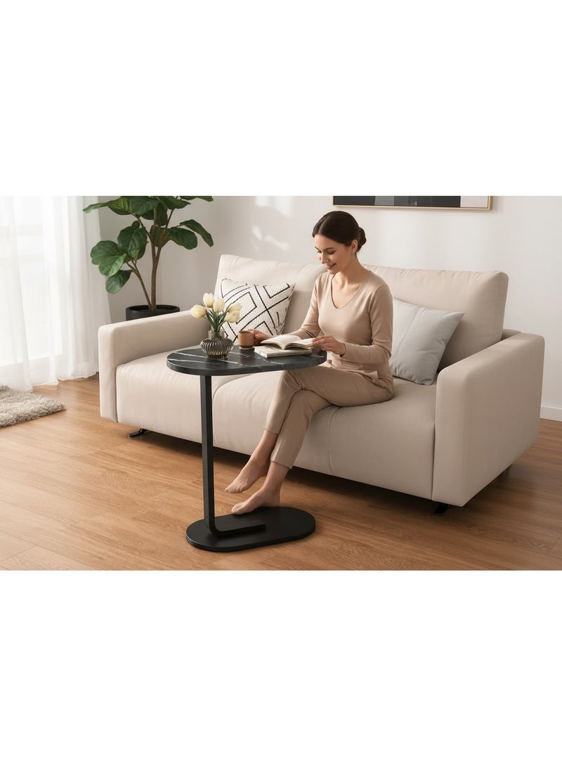 USHOP space-saving C-shaped side table is ideal for sofas, bedrooms, and indoor and outdoor spaces; a wooden coffee table for sofas and beds. - Image 1