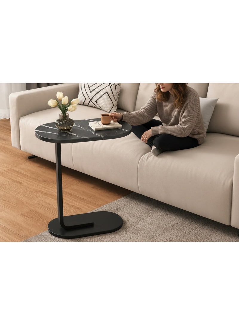 USHOP space-saving C-shaped side table is ideal for sofas, bedrooms, and indoor and outdoor spaces; a wooden coffee table for sofas and beds. - Image 3