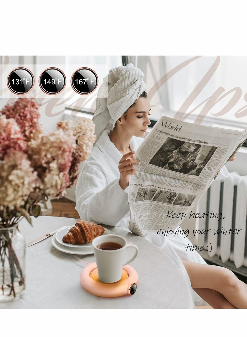 Excefore Coffee Mug Warmer, Electric Warmer for Desk with Automatic Temperature Control Heating Coffee, Beverage, Milk, Tea and Hot Chocolate(Pink) - Image 3