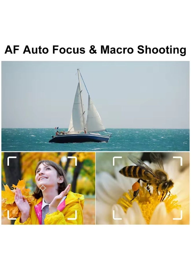 الكاميرا الرقمية، كاميرات رقمية قابلة للتصوير والنقطة بدقة 5K مع بطاقة SD بسعة 128 جيجابايت، كاميرا رقمية بدقة 80 ميجابكسل للتصوير الفوتوغرافي والفيديو، كاميرا فيلمنغ الفلوجات (Vlogging) بمنشور قابل للانعكاس بقياس 3 بوصات، كاميرات رقمية بزيادة رقمية 18x للأطفال والفتيان والفتيات - Image 4