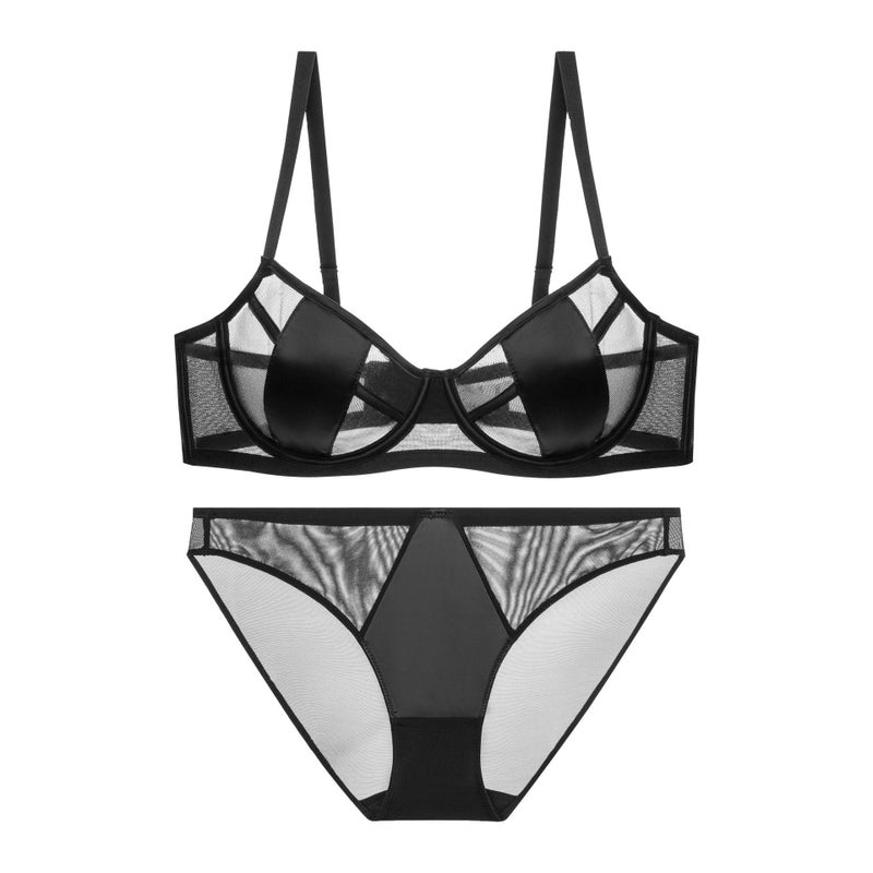 Lace Intimates Women''s Summer Sexy Bra Pure Desire Breathable Ultra-Thin Big Breasts Showing Small Bra Panties Set - Image 5