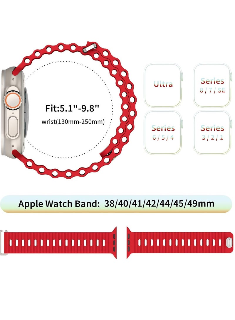 "Luxury T-Buckle Silicone Band for Ultra 1/2 – Breathable Sports Watch Band Compatible with 49mm, 45mm, 44mm, 42mm iWatch Series Ultra/Ultra2/9/8/7/6/5/4/3/2/1" - Image 4