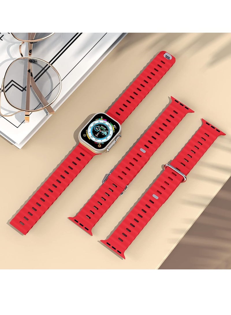 "Luxury T-Buckle Silicone Band for Ultra 1/2 – Breathable Sports Watch Band Compatible with 49mm, 45mm, 44mm, 42mm iWatch Series Ultra/Ultra2/9/8/7/6/5/4/3/2/1" - Image 5