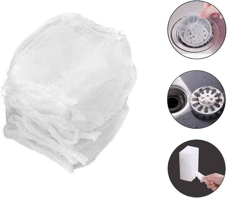 SHOWAY 200PCS Kitchen Sink Strainer Mesh Bag, Disposable Mesh Sink Filters, 200 PCS Disposable Mesh Sink Strainer Bags for Collecting Kitchen Food Waste Leftover Garbage, white, KITFILTER02-200P - Image 2
