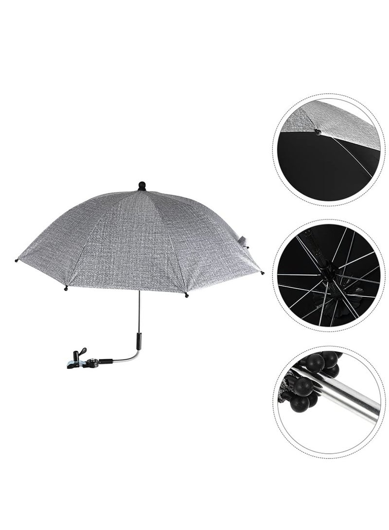 SOLARAE مظلة عربة الأطفال - كرسي متحرك، عربة دفع، مظلة مع غطاء واقي من أشعة UV والمطر والشمس. مظلة مطر قابلة للتثبيت على الكرسي المتحرك، عربة الدفع، عربة الأطفال، والمدرج (85 سم، رمادي) - Image 5