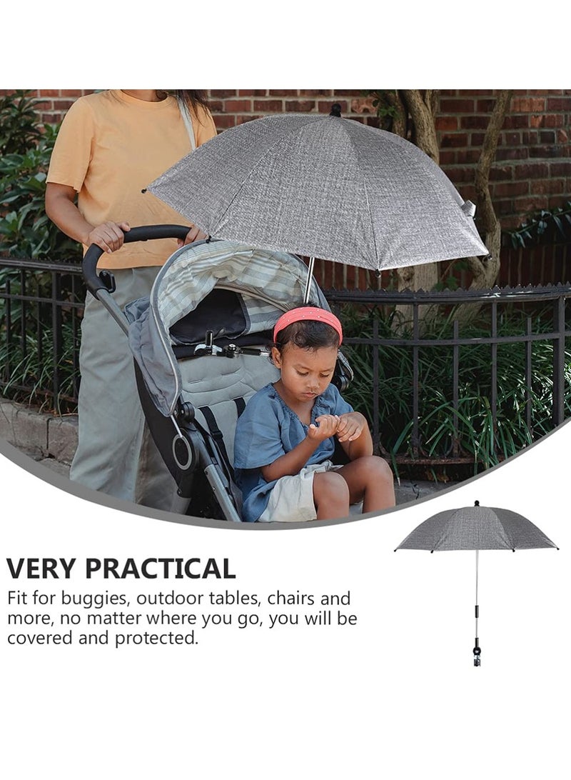 SOLARAE مظلة عربة الأطفال - كرسي متحرك، عربة دفع، مظلة مع غطاء واقي من أشعة UV والمطر والشمس. مظلة مطر قابلة للتثبيت على الكرسي المتحرك، عربة الدفع، عربة الأطفال، والمدرج (85 سم، رمادي) - Image 3
