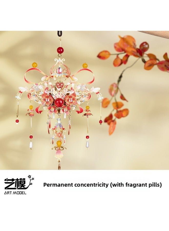 نموذج فني Guofeng العائم Xiangpei ثلاثي الأبعاد لغز معدني ثلاثي الأبعاد نموذج مجمع يدويًا هدية زفاف للنساء - اللون: تركيز دائم + ضوء ملتوي + أدوات + حامل زهور - Image 1