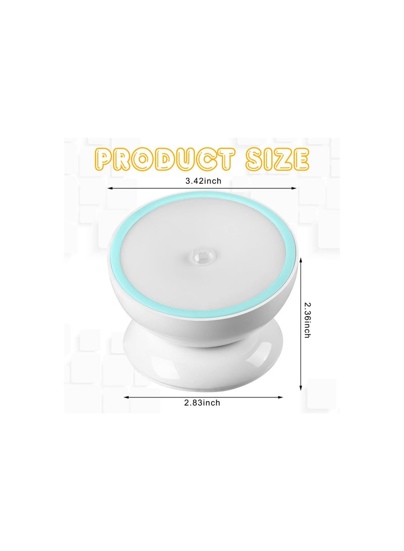 Y&D Motion Sensor Night Lights, LED Cordless Puck Lights Small Wall with Rotating Base for Cruise Cabin Hallway, Washroom, Cabinet, Stair and Bedroom, White Light (Battery Operated)(2 Pieces)  - Image 4