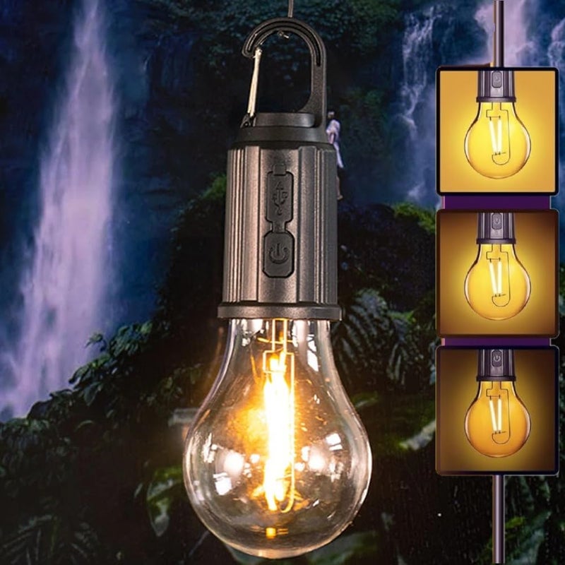 kunya KUNYA Portable Rechargeable Camping Hanging Bulb with 3 Modes Tent Lamp Decorative Tent Lamp for Camping Hiking Backpacking Emergency Outage Batteries not Included  - Image 1