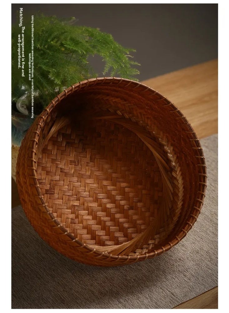 Handwoven Bamboo Storage Basket 1PC - Natural Fiber Home Organizer Bin for Kitchen & Living Room - Image 4