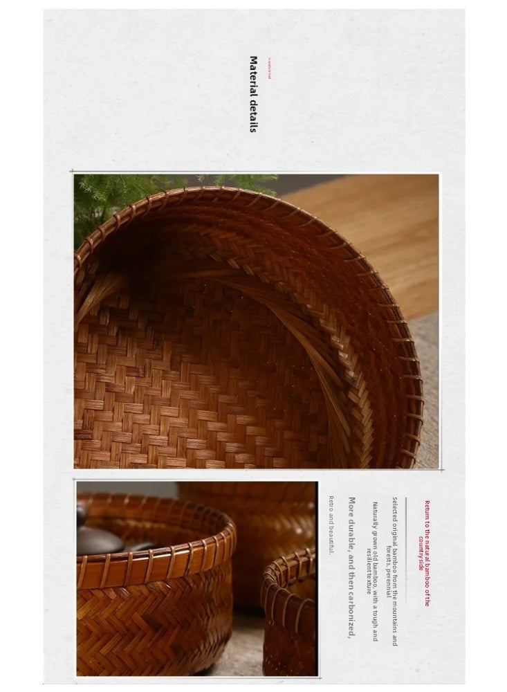 Handwoven Bamboo Storage Basket 1PC - Natural Fiber Home Organizer Bin for Kitchen & Living Room - Image 3