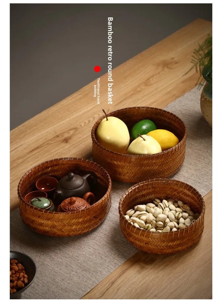Handwoven Bamboo Storage Basket 1PC - Natural Fiber Home Organizer Bin for Kitchen & Living Room - Image 2