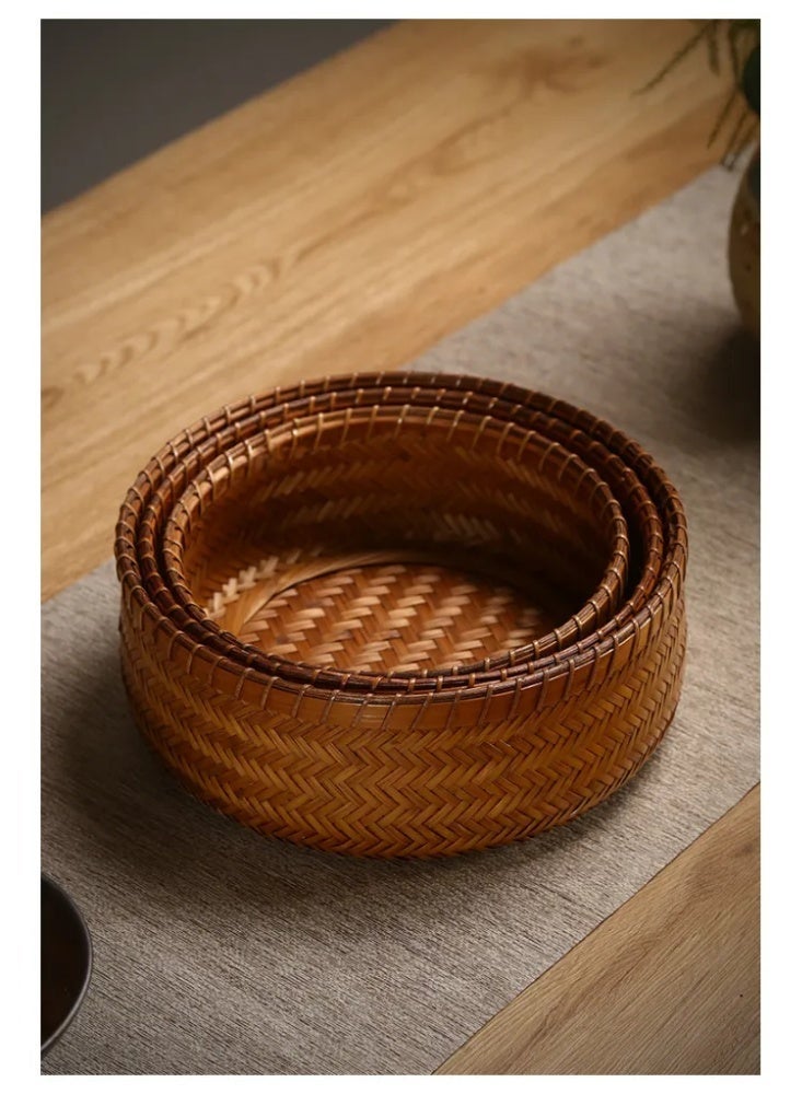 Handwoven Bamboo Storage Basket 1PC - Natural Fiber Home Organizer Bin for Kitchen & Living Room - Image 1