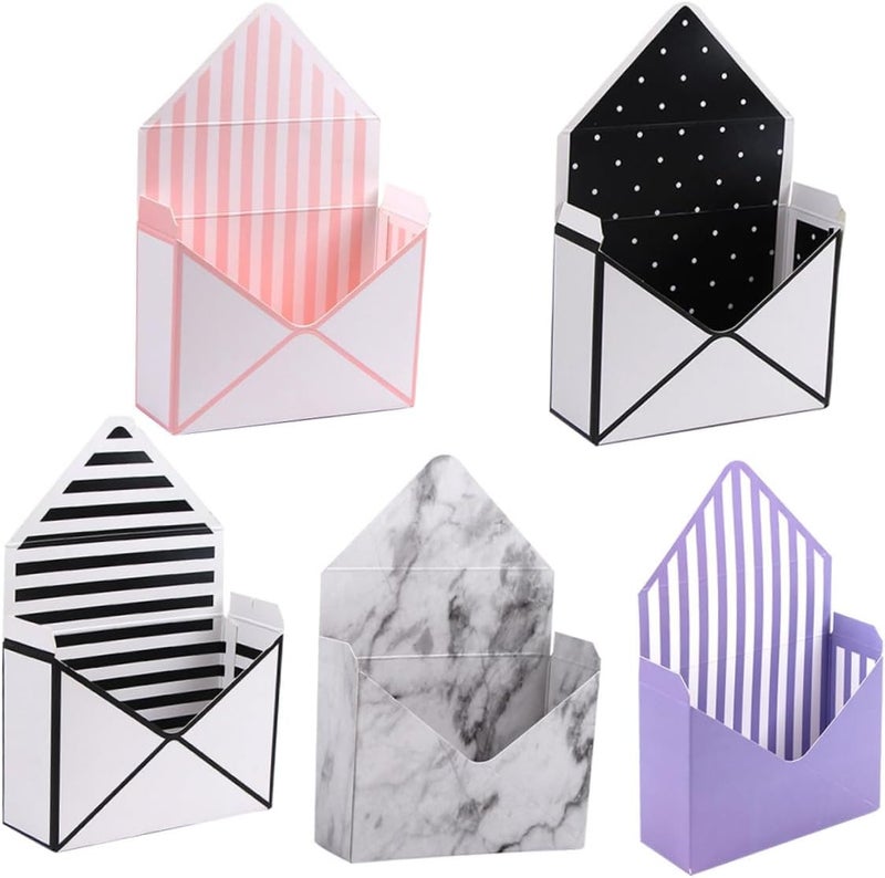 NULYLU 5pcs Envelope Flower Boxes Paperboard Bouquet Wrapping Boxes Mixed Styles Floral Packaging for Flower Shop Display and Present Storage Style - Image 1