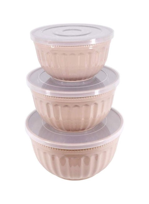 Set of 3 Round Multipurpose Storage Salad Bowls Set with Airtight Lid, Mixing Serving Bowls Set for Kitchen, Nesting Plastic Salad Bowl, Assorted Colors