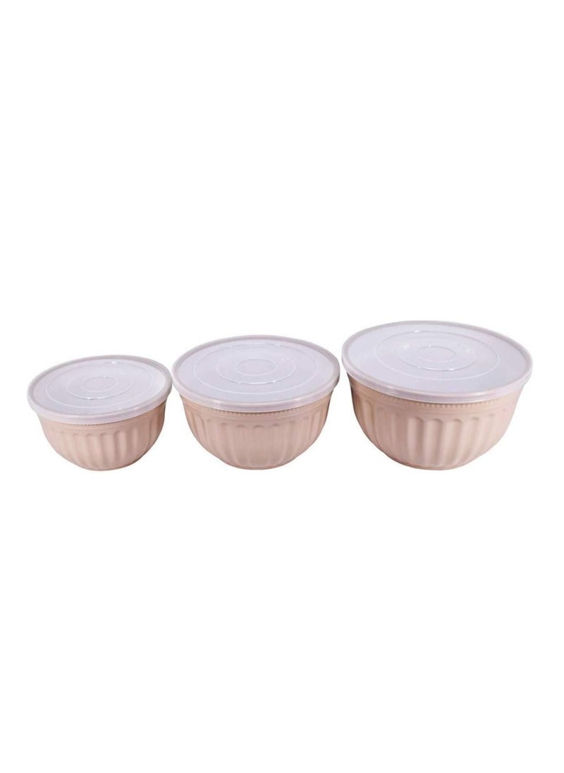 Set of 3 Round Multipurpose Storage Salad Bowls Set with Airtight Lid, Mixing Serving Bowls Set for Kitchen, Nesting Plastic Salad Bowl, Assorted Colors