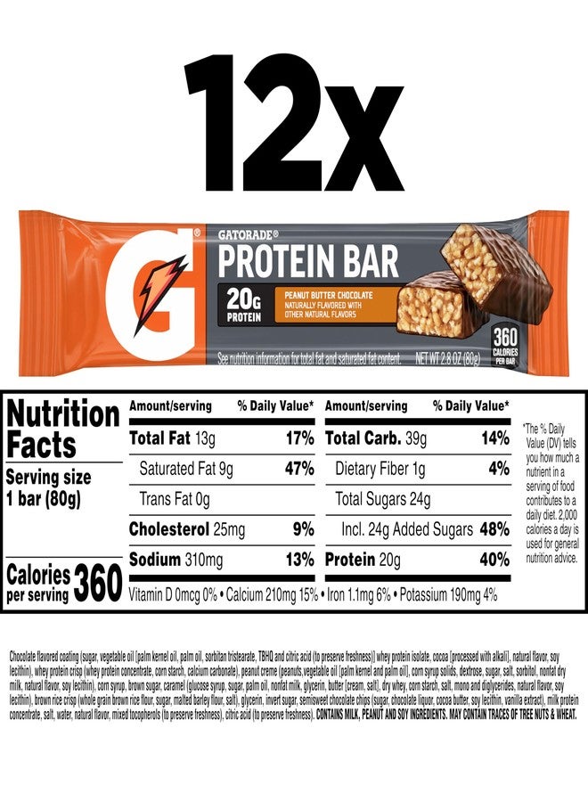Gatorade Whey Protein Recover Bars, Peanut Butter Chocolate, 2.8 ounce bars (Pack of 12) - Image 2