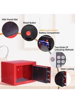 Arabest Security Safe - Digital Safe Electronic Steel Lock Box with Keypad to Protect Money, Jewelry, Passports for Home, Business or Travel Red  - Image 3