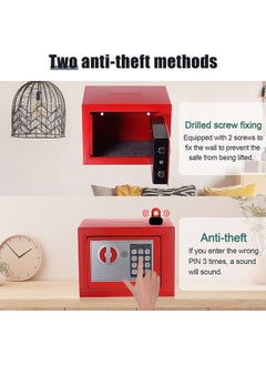 Arabest Security Safe - Digital Safe Electronic Steel Lock Box with Keypad to Protect Money, Jewelry, Passports for Home, Business or Travel Red  - Image 5
