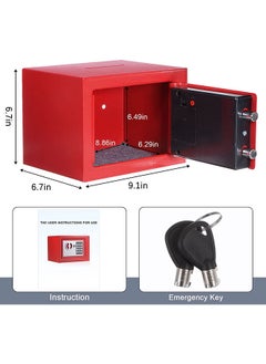 Arabest Security Safe - Digital Safe Electronic Steel Lock Box with Keypad to Protect Money, Jewelry, Passports for Home, Business or Travel Red  - Image 2
