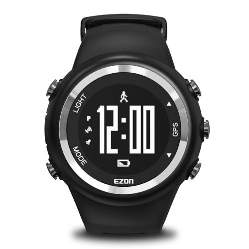 EZON GPS Running Watch with Distance Pace Alarm and Calorie Counter and Stopwatch for Men T031B01 Black - Image 1