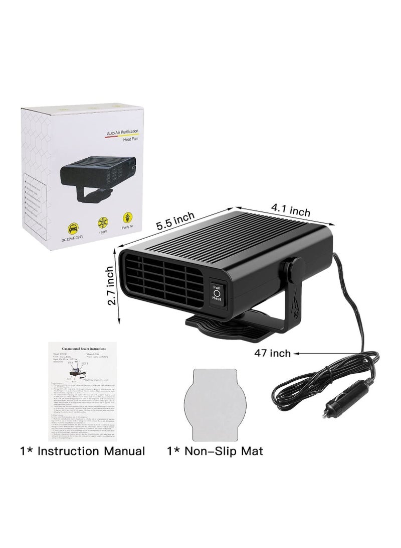 SYOSI 12V Heater Fa Portable Car Heating Fan Window Defroster Demister Air Purifier Hot Golf Cart Truck Camping That Plugs Into Cigarette Lighter  - Image 4
