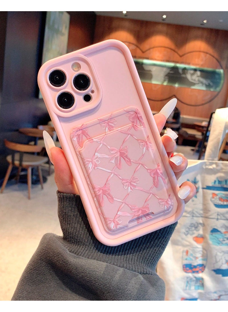iPhone 16 Pro Max Case Pink with Back Pocket and Bow Design - Image 4