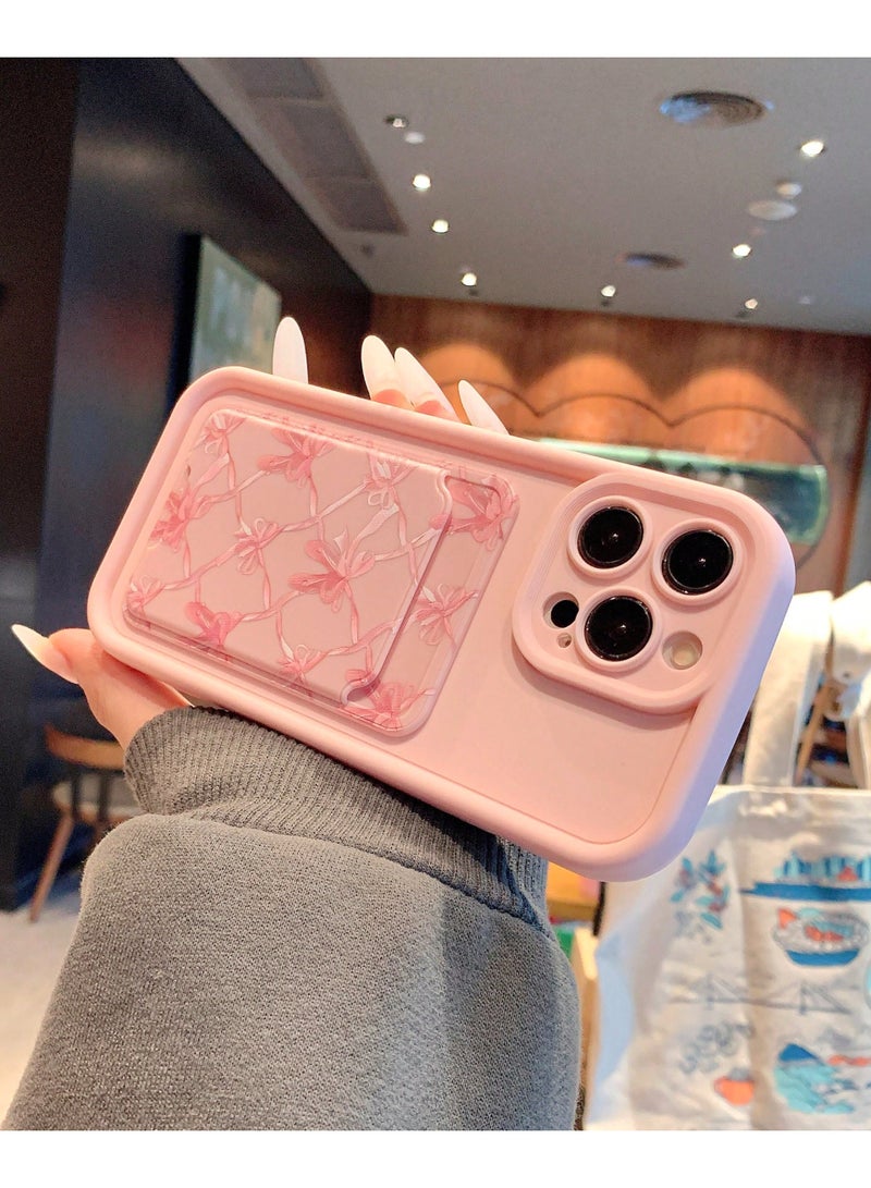 iPhone 16 Pro Max Case Pink with Back Pocket and Bow Design - Image 3
