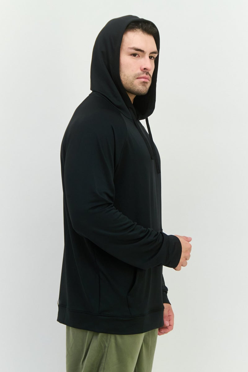 Gaiam هودي تدريب بأكمام طويلة للرجال بتصميم ضيق، أسود - Image 2