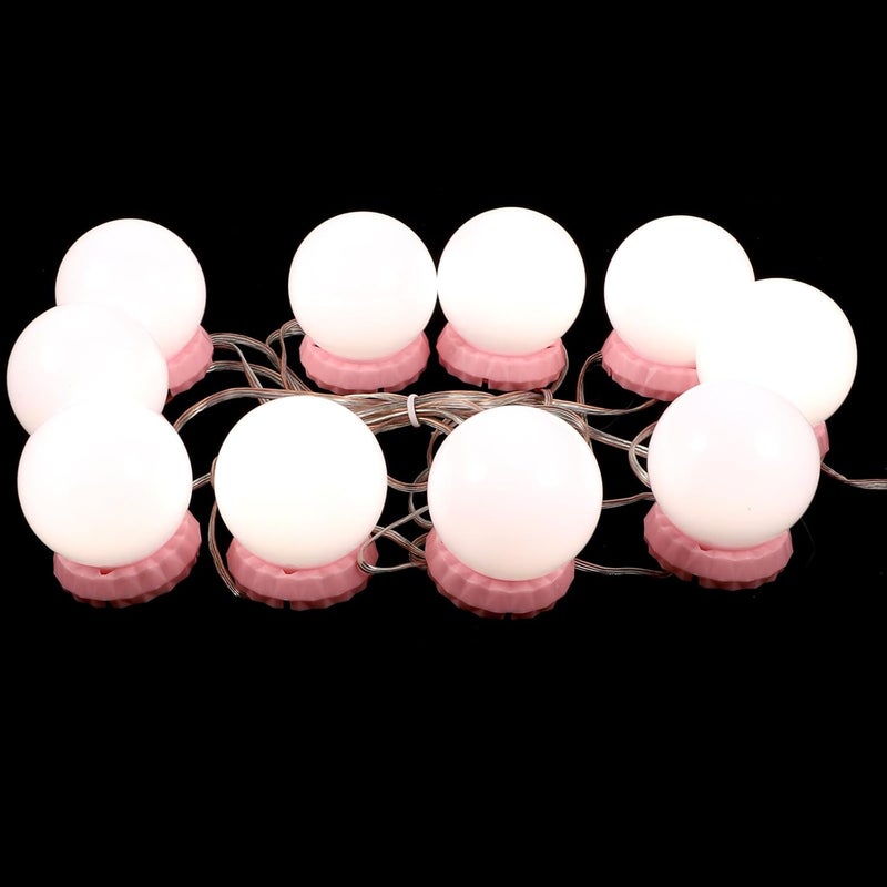 LED Vanity Mirror Lights USB Rechargeable with 3-Color Temperature Adjustable Brightness for Makeup and Bathroom Use, Pink Base Vanity Lights for Dressing Table - Image 1