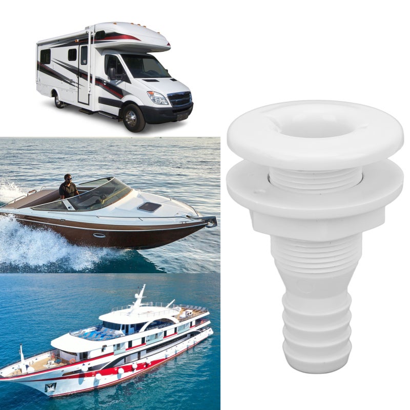 Thru Hull Fitting: White ABS Plastic, Impact Resistant - Easy Installation, Boat Accessory for Onboard Marine Plumbing Systems - Image 4