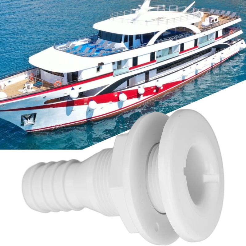 Thru Hull Fitting: White ABS Plastic, Impact Resistant - Easy Installation, Boat Accessory for Onboard Marine Plumbing Systems - Image 5