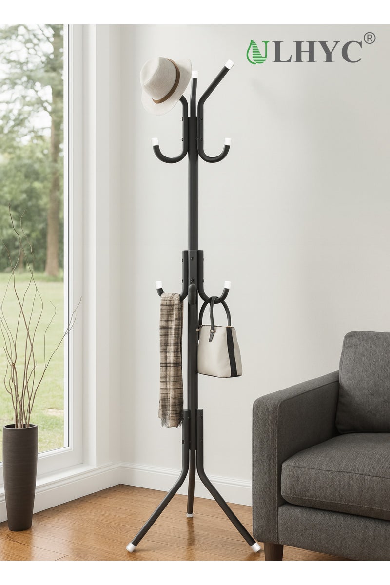 ULHYC Multifunctional Metal Coat Stand Black 175x40 cm - Image 1