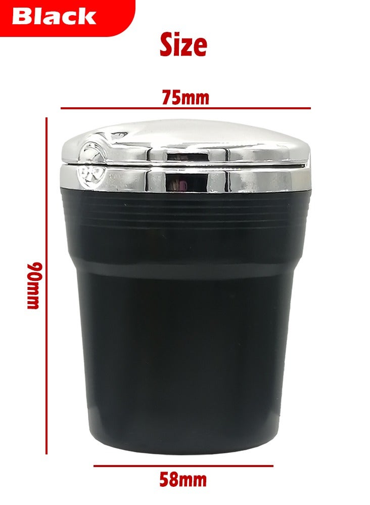 Car Ashtray, Portable Ashtray for Car, Mini Car Trash Can, with LED Light, for car- Outdoor Travel, Home Use (Color BLack) - Image 3