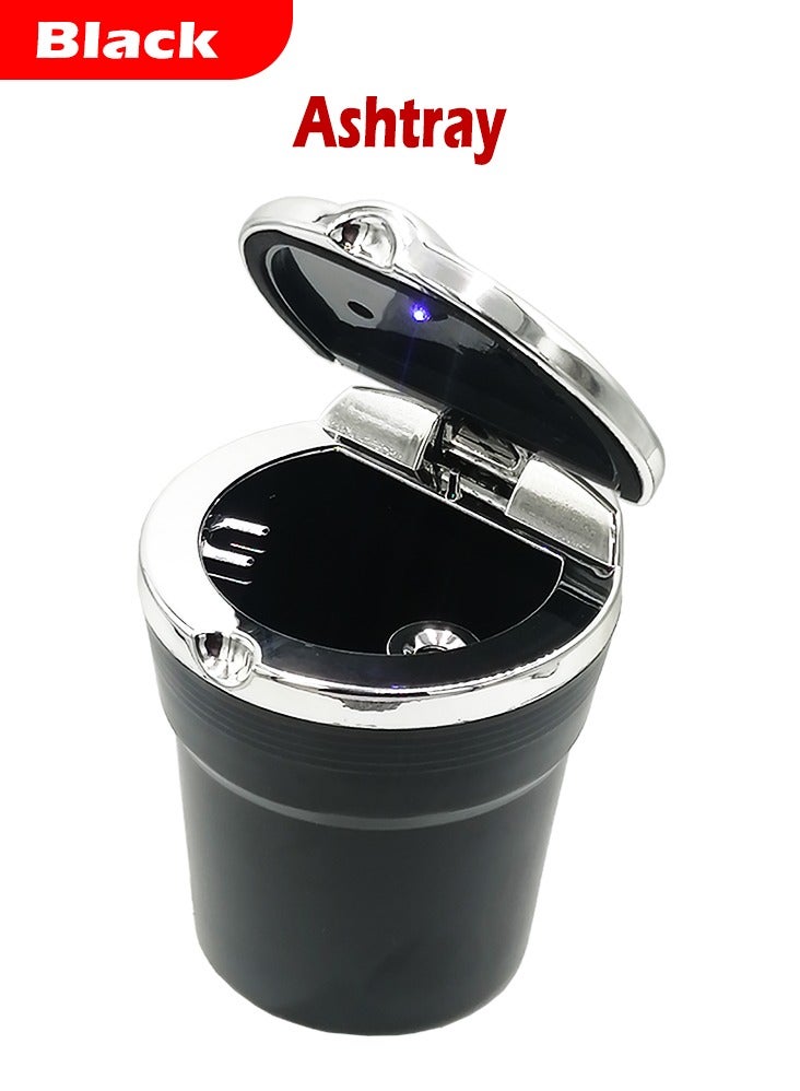 Car Ashtray, Portable Ashtray for Car, Mini Car Trash Can, with LED Light, for car- Outdoor Travel, Home Use (Color BLack) - Image 2