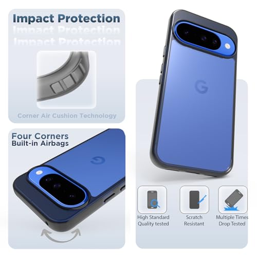 RIGGEAR Shockproof Clear Hybrid Armor Back Cover Case for Google Pixel 10 / Pixel 10 Pro (Clear-Black Bumper and Transparent PC) - Image 3