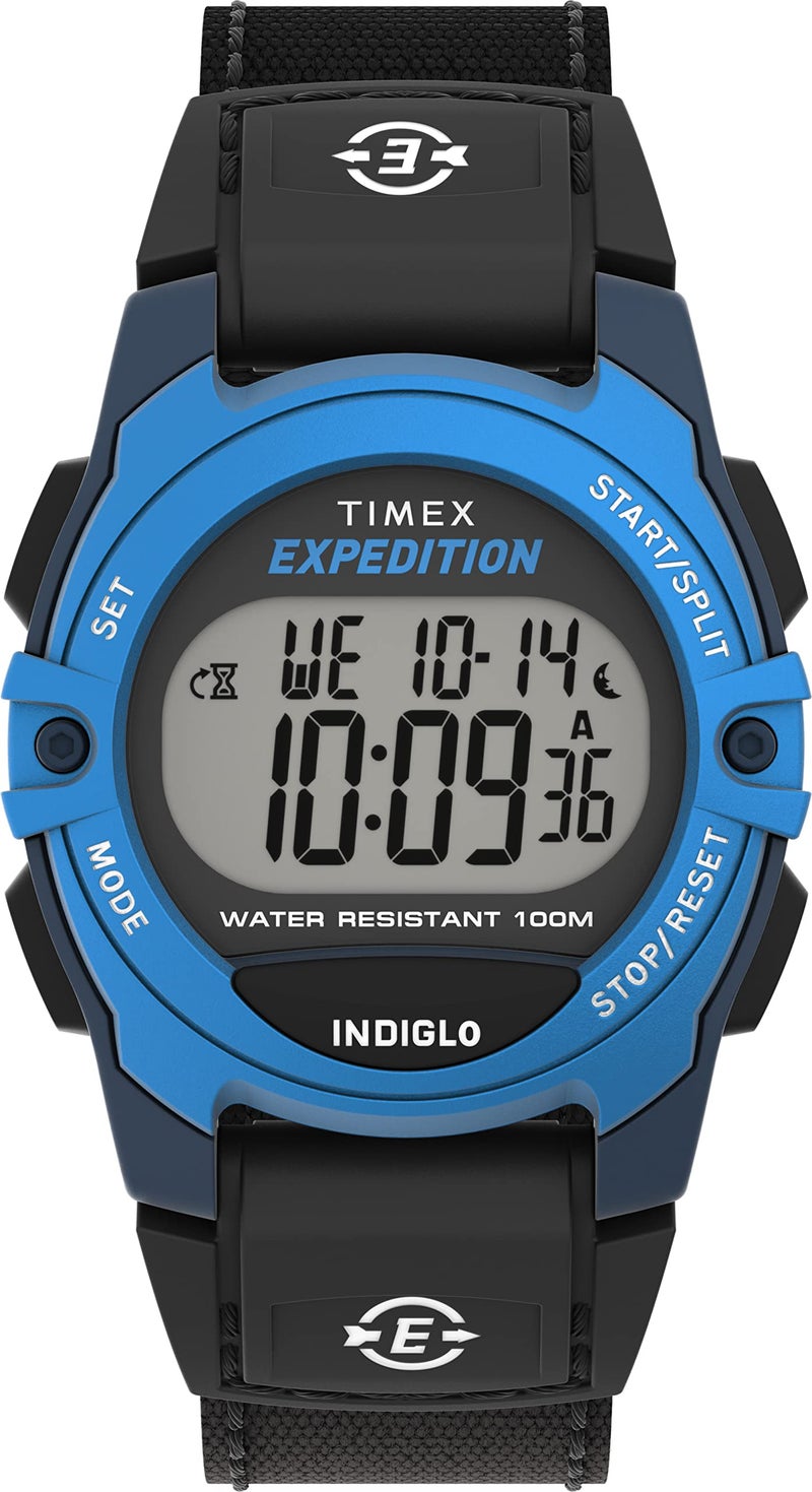 Timex Unisex Expedition CAT Midsize 33mm Watch - Black Strap Digital Dial Blue Case - Image 1