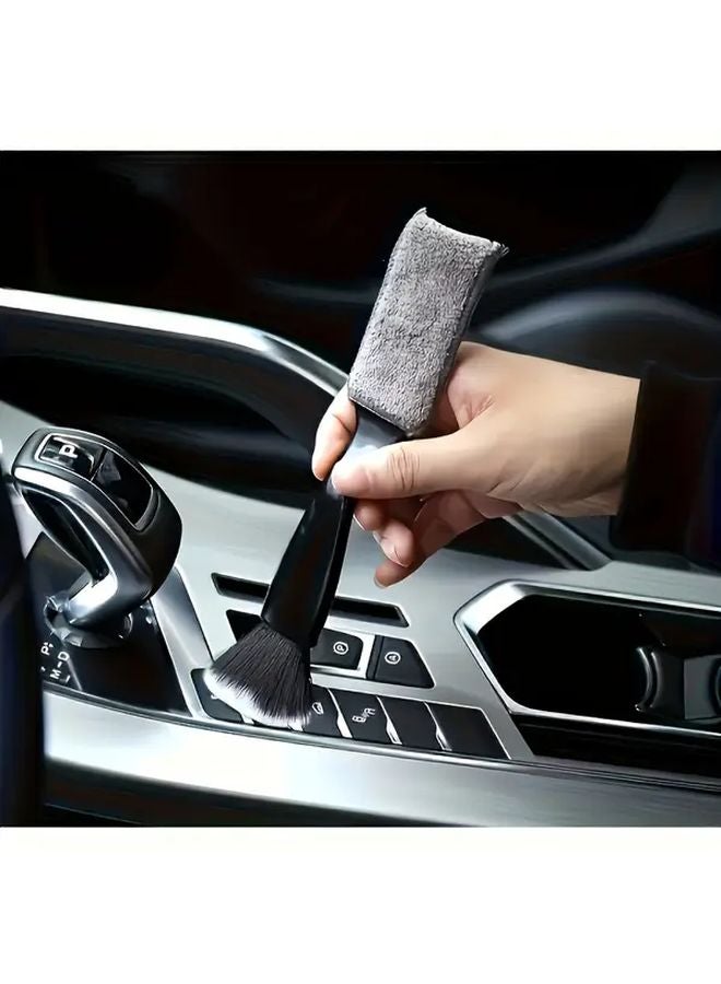 Black Double Ended Car Interior Cleaning Brush Multi Functional Soft Bristle Air Vent Cleaner - Image 2