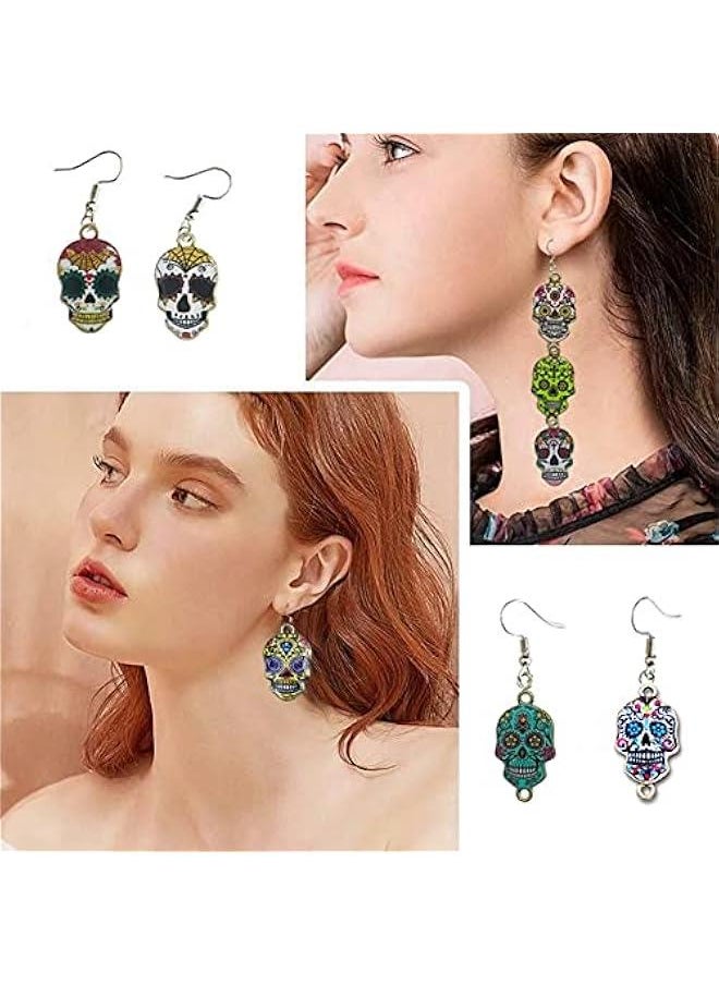 Sugar Skull Charms 36pcs Gold Plated Flower Skull Charms, 12 Color Enamel Alloy Skull Pendants for  Cinco de Mayo Mexican Fiesta Party Necklace Bracelet Earring Jewelry Making DIY  - Image 3