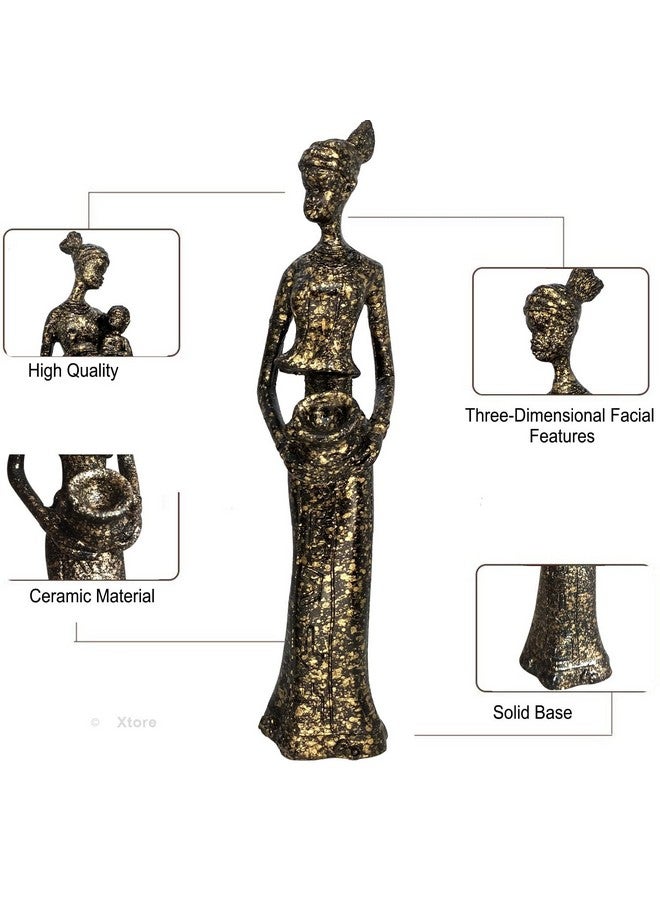 Xtore Beautiful Finish Uniquely Hand Crafted Home Decor African Tribal Women Art Piece - (Set of 3, Black and Golden Color) - Image 5