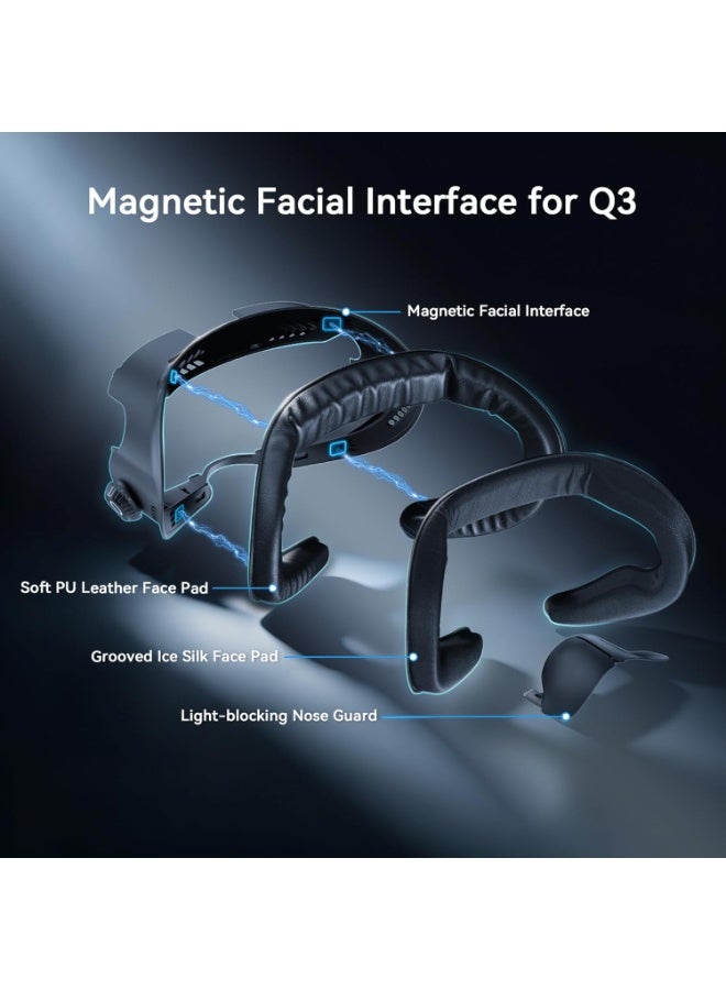 AMVR Magnetic Facial Interface for Meta Quest 3, Silk Face Cushion with Ventilation Design, Compatible with Halo Head Strap, Comfortable VR Face Pad Replacement, Quest 3 Accessories (Not Compatible with Quest 3S) - Image 2