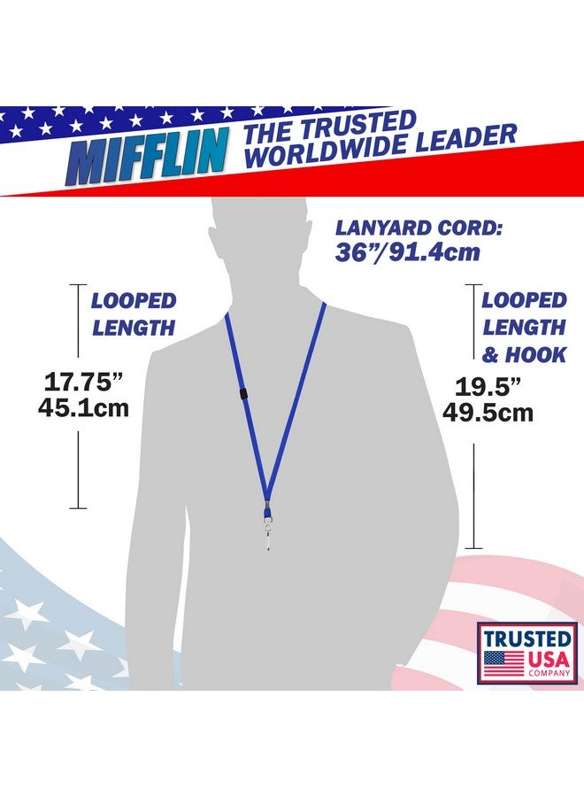 MIFFLIN -Usa Flat Breakaway Safety Lanyard For Id Badges (Blue, 36 Inch, 100 Pack), Soft Woven Neck Line - Image 3