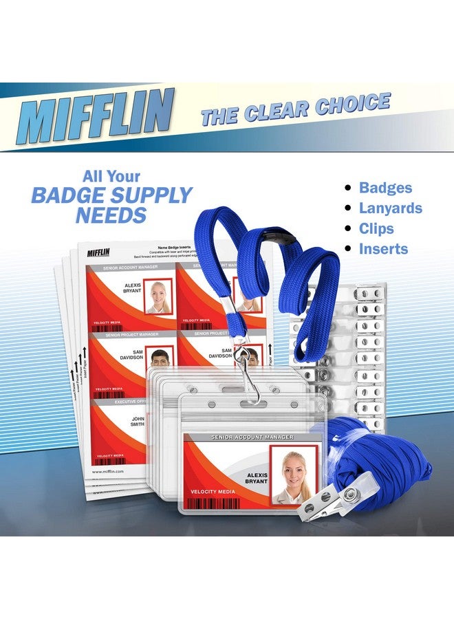 MIFFLIN -Usa Flat Breakaway Safety Lanyard For Id Badges (Blue, 36 Inch, 100 Pack), Soft Woven Neck Line - Image 4