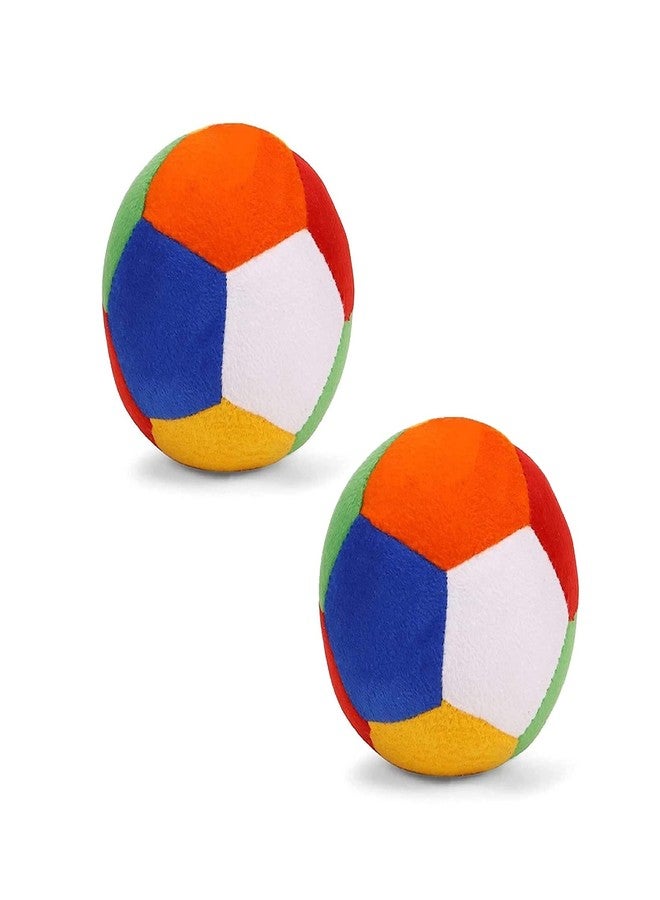 thriftkart Baby Soft Ball with Rattle Sound Plush Toy for Kids & Toddlers (Multi Color Large Size: 12cm, Set of 2) - Image 1