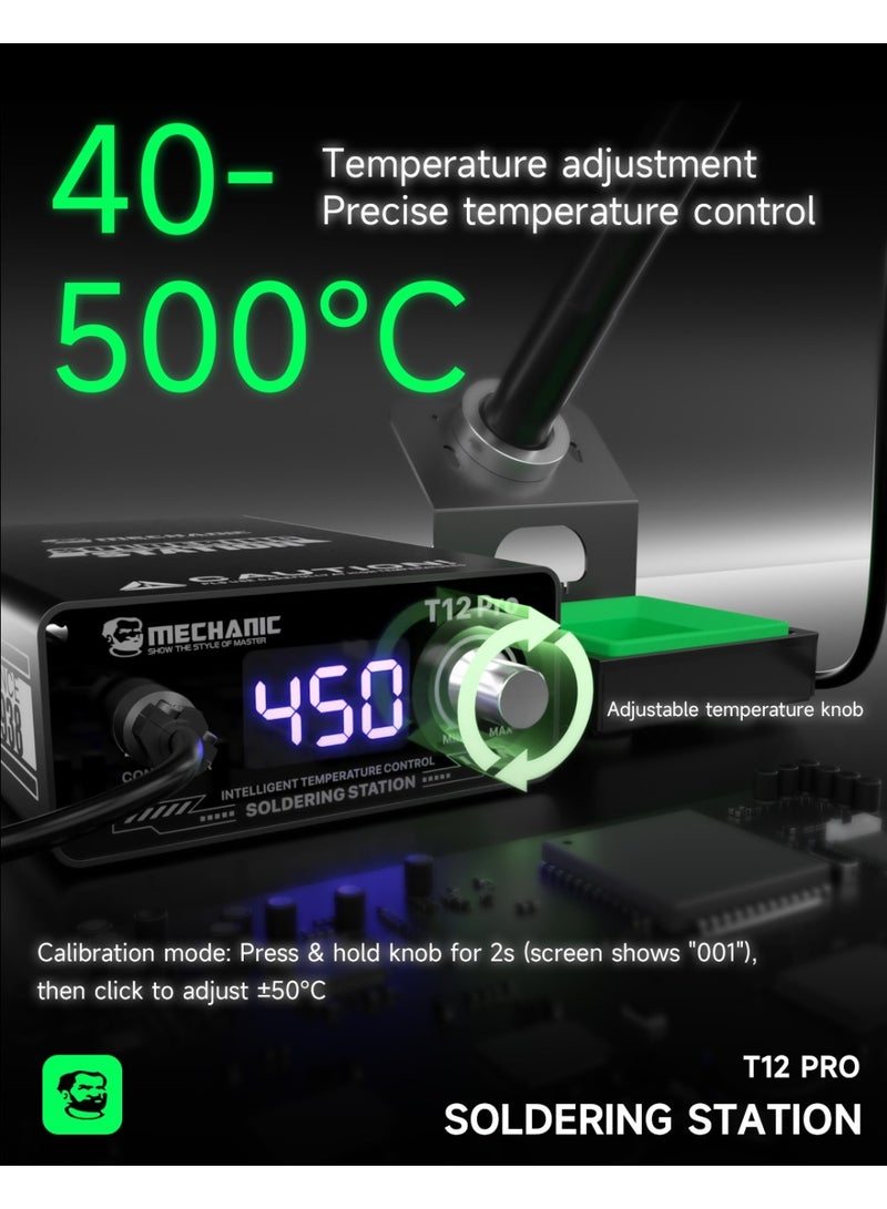 Mechanic T12 Pro Digital Soldering Station 72W Thermostatic Fast Heating Iron with Knife Tip for Motherboard BGA PCB Repair - Image 4
