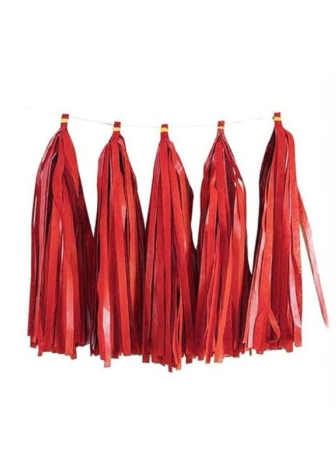 DecoLoral DECOR ME Red Dry TissueTassel Garland Perfect For Birthdays,Wedding,Showers,Parties. - Image 1
