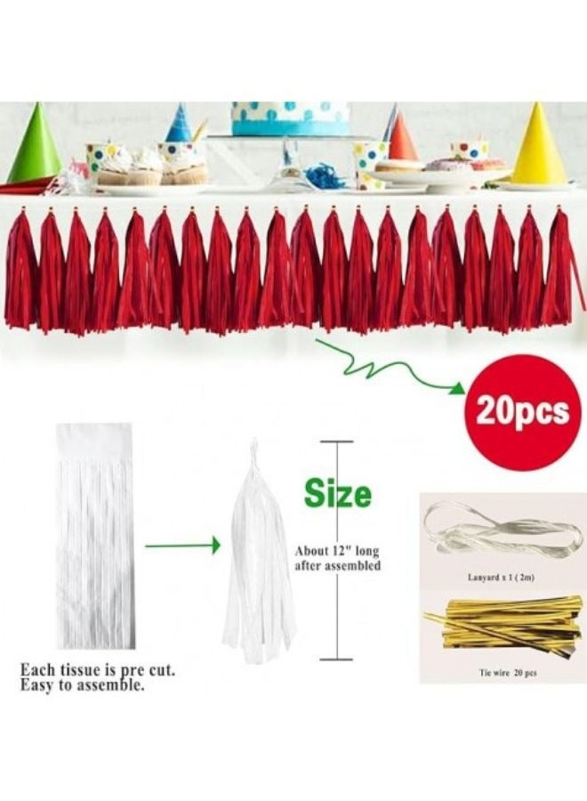 DecoLoral DECOR ME Red Dry TissueTassel Garland Perfect For Birthdays,Wedding,Showers,Parties. - Image 2