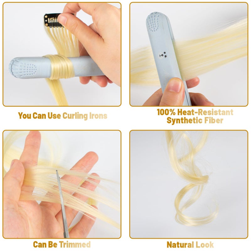 TOFAFA 22 inch Colored Hair Extensions, Multi-colors Party Highlights Clip in Synthetic Hair Extensions, Color Party Highlights Hairpieces for Girls Women(10 PCS Blonde) - Image 5