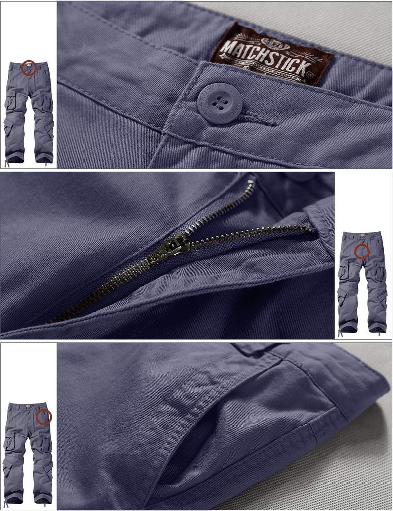 Match Men's Wild Cargo Pants #3357(Bluish Gray,34) - Image 5